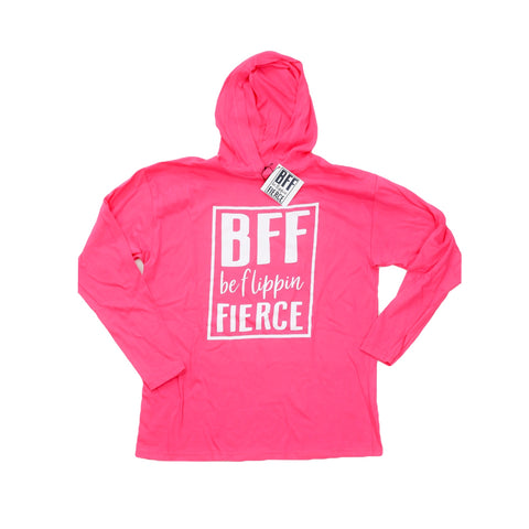 Be Flippin Fierce™️ Youth Hooded T in Hot Pink