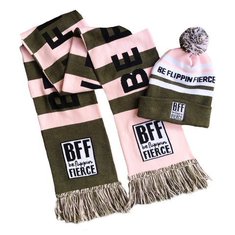 BFF Pom-Striped Beanie