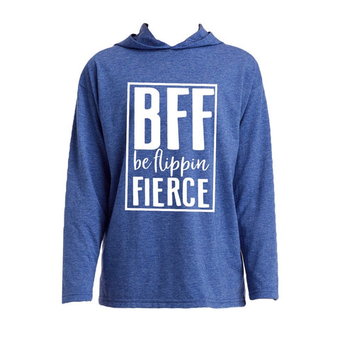 Be Flippin Fierce™️ Youth Hooded T in Heather Blue