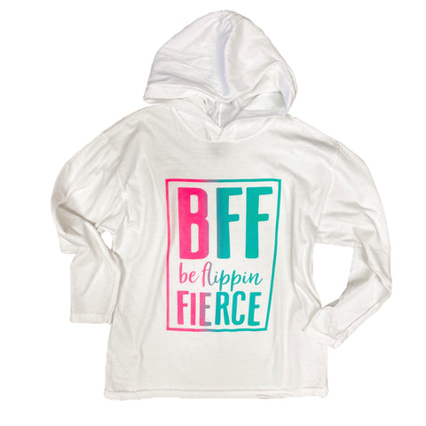 Be Flippin Fierce™️ Hooded T in White