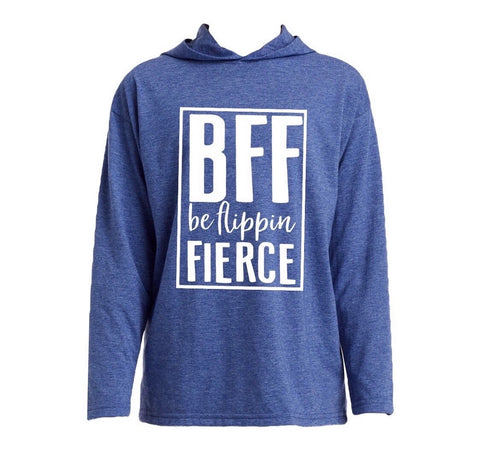 Be Flippin Fierce™️ Adult Hooded T in Heather Blue